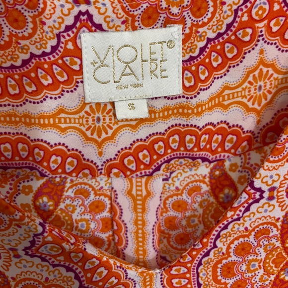 Violet & Claire Paisley Sleeveless Tank Top Orange Coral Size Small - Picture 6 of 7